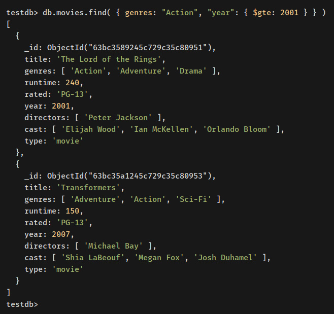 recuperar datos con el operador de consulta gte