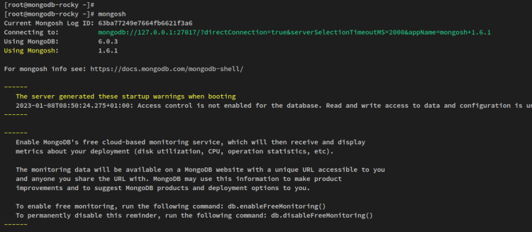 conéctate a mongosh