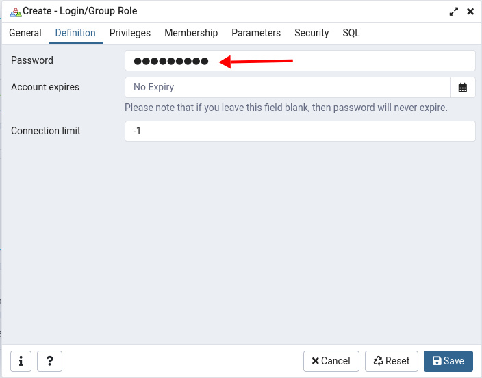 Configurar contraseña pgAdmin4