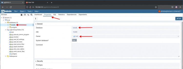 Verificar la base de datos pgAdmin4