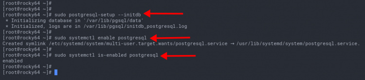 Datos iniciales de la base de datos PostgreSQL y habilitación del servicio PostgreSQL