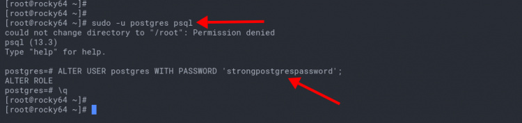Crear contraseña para el usuario de la base de datos postgres