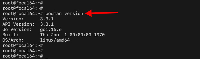 Comprueba la versión de podman