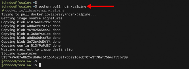 Podman descarga imágenes de contenedores