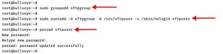 Añadir usuario y grupo sftpserver