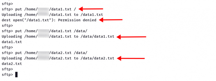 Verificar la lectura y la escritura en el sftpserver