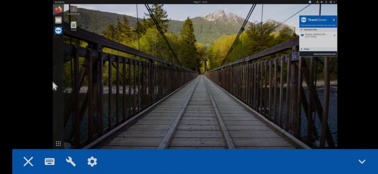 El dektop remoto se muestra en el dispositivo androide