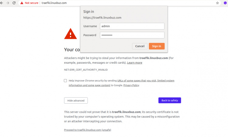 Inicio de sesión de Traefik