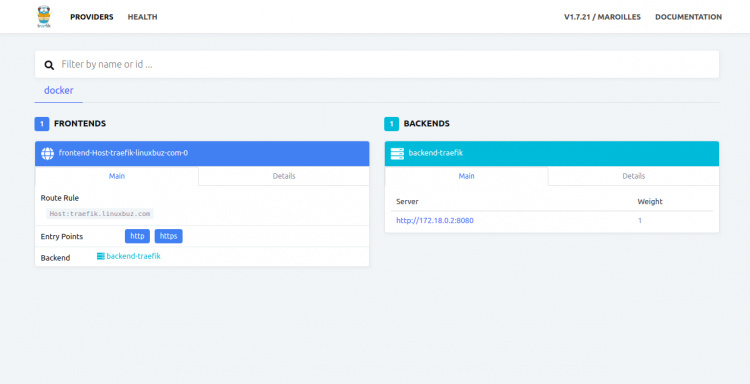Panel de control de Traefik