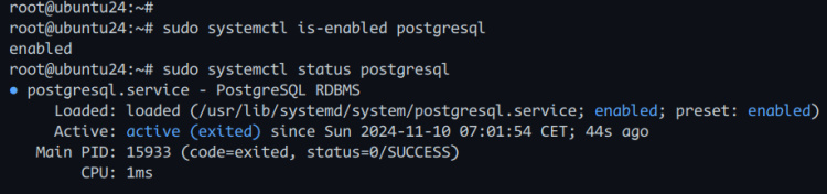 comprobar postgresql