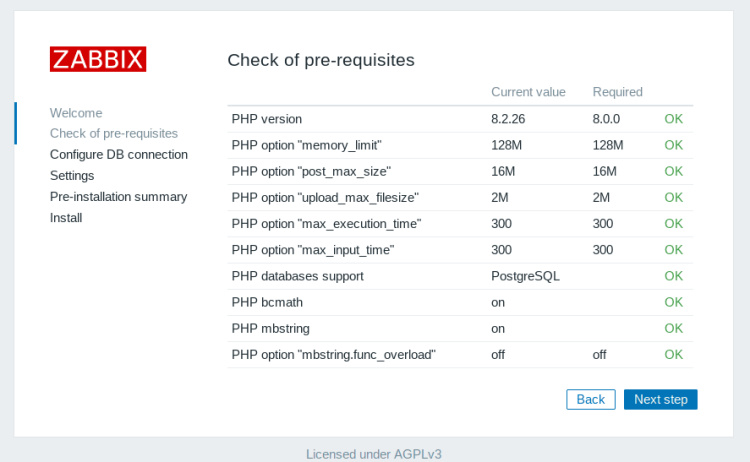 comprobación del sistema
