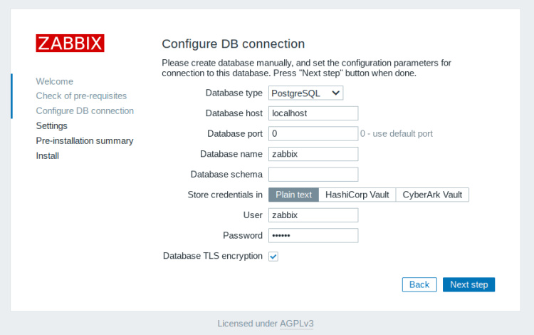 configuración de postgresql