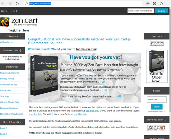 ZenCart instalado