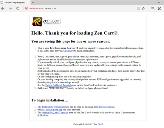 Instalador web ZenCart