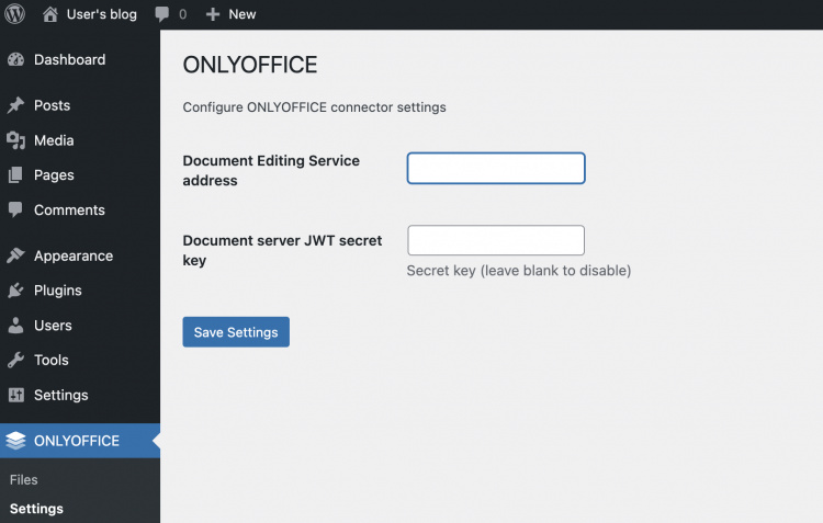 ONLYOFFICE WP Configuración