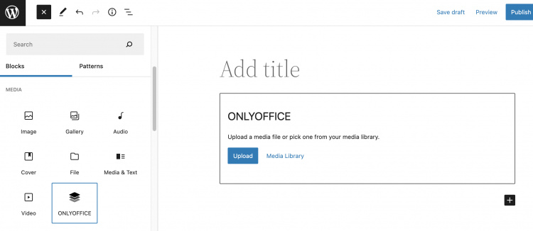Bloque ONLYOFFICE en WordPress