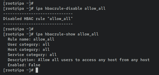 desactivar la regla HBAC por defecto