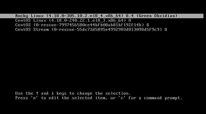 Rocky Linux Grub después de la migración