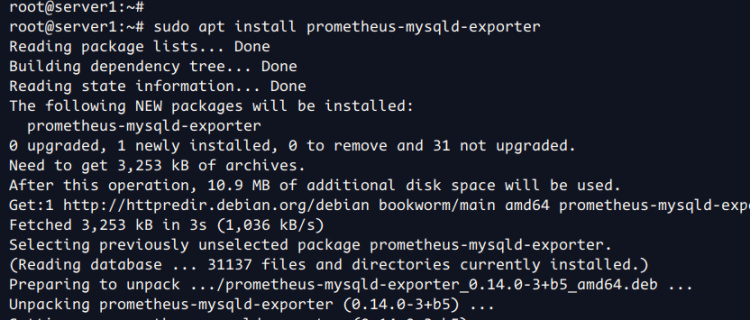 instala prometheus-mysqld-exporter