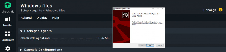 Captura de pantalla de Checkmk mostrando el agente Checkmk para Windows