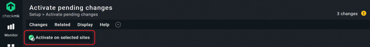 Captura de pantalla de Checkmk activa los cambios pendientes