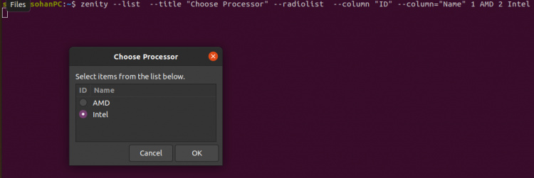 Cuadro de diálogo de la lista