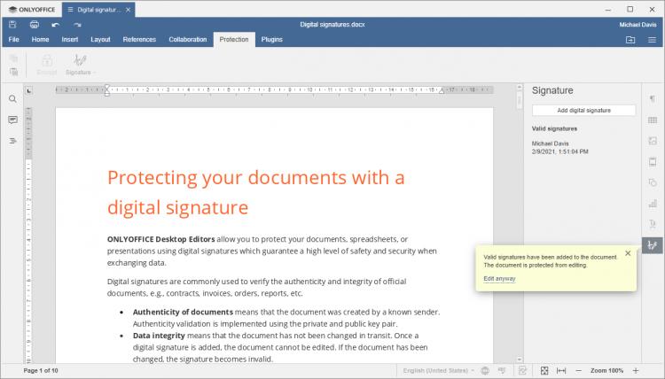 Proteger un documento con una firma digital