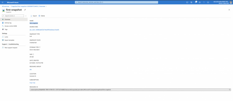 Detalles de la instantánea