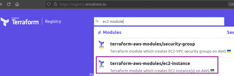 Módulos de seraching desde la página web del Registro de Terraform