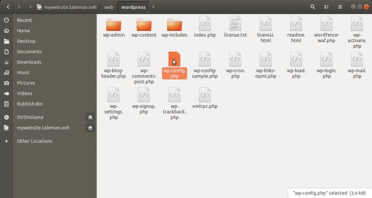 Mostrar los archivos de WordPress