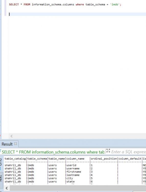 Esquema de la tabla parte 2