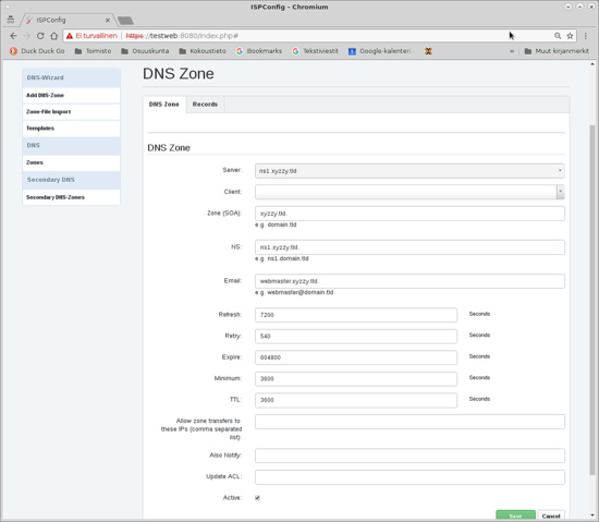 Ispconfig 3 настройка dns