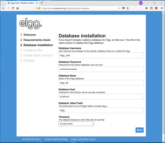 Configuración de la base de datos