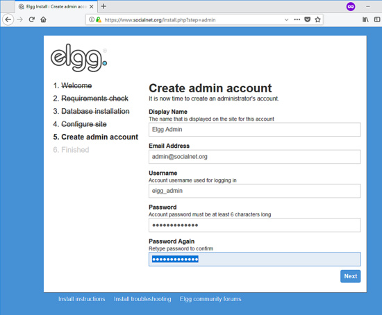 Crear una cuenta de administrador