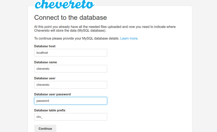 Configuración de la base de datos