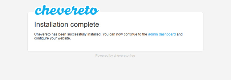 La instalación de Chevereto se ha completado con éxito