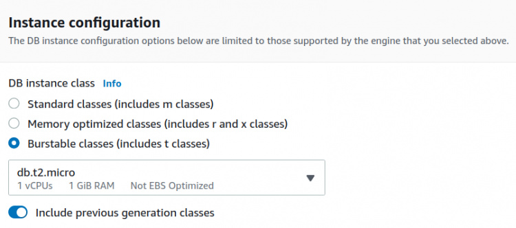 Configuración de la instancia de la BD