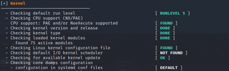 Comprobaciones específicas del núcleo
