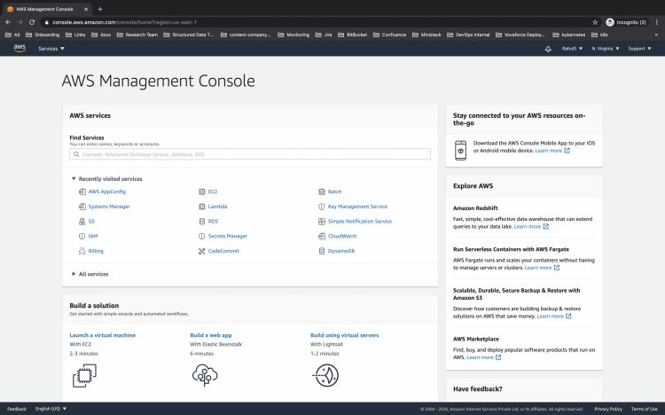 Panel de control de AWS