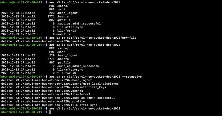 Eliminar objetos del cubo S3