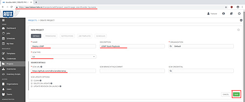 Nombre, descripción y tipo de scm