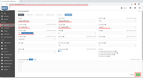 Añadir detalles del proyecto de trabajo