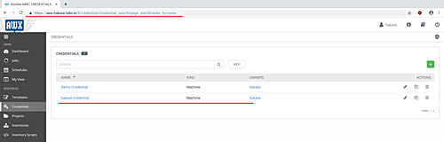 Credenciales de Ansible AWX