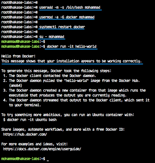 Ejecutar Docker para un usuario no root
