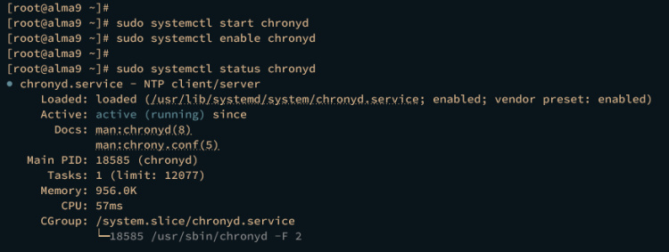 start enable verify chronyd