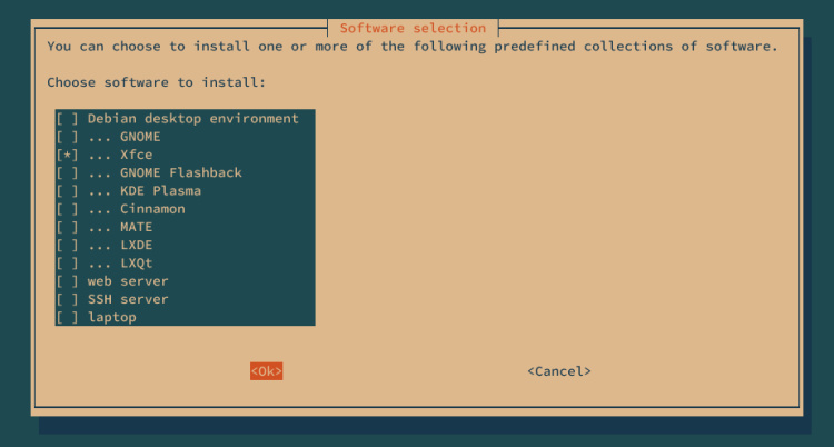 instalar xfce mediante tasksel