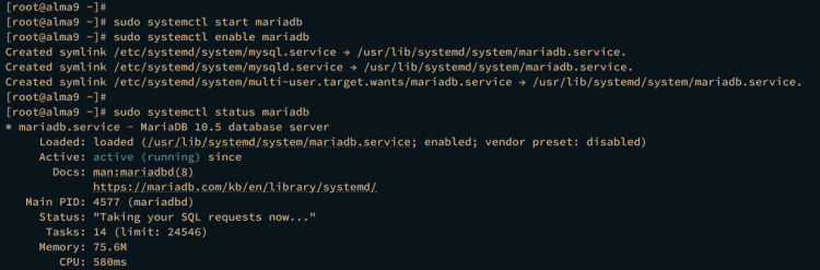 start enable verificar mariadb