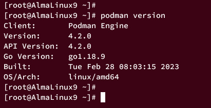 comprobación de la versión de podman