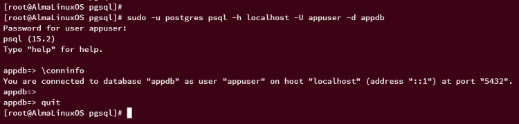 conectar a nueva base de datos con nuevo usuario