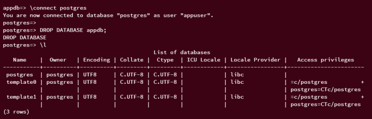 soltar base de datos